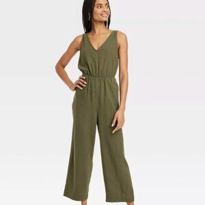 NWT - Women's Linen V-Neck Jumpsuit - Universal Thread™ Green S